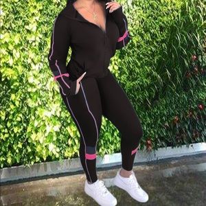 Black/Pink 2-Piece Tracksuit